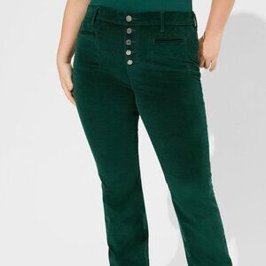 Slim Boot Corduroy High-Rise Jean from Torrid size 24 Regular Green NWOT